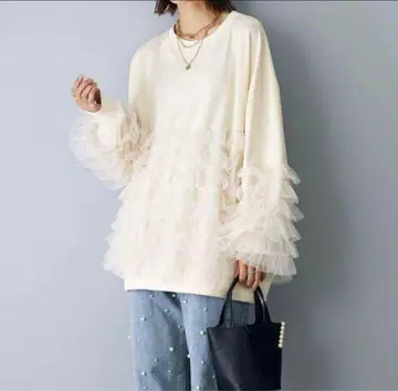 Frene 플라네 튤 프릴 상의 긴팔 가을옷 귀여운 루즈핏