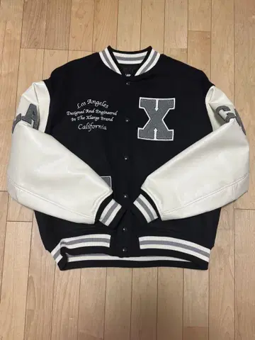 XLARGE 바시티 자켓 M 블랙/화이트 고릴라 로고 자수