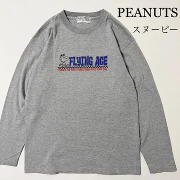 PEANUTS 스누피 FLYING ACE 롱 슬리브 T셔츠 그레이