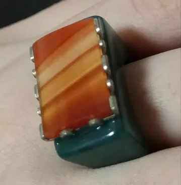 Vintage Green x Agate 빈티지풍 오렌지색과 그린색 반지