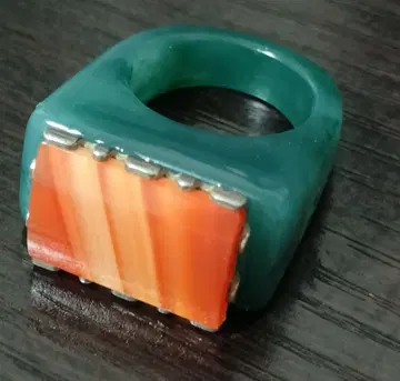 Vintage Green x Agate 빈티지풍 오렌지색과 그린색 반지