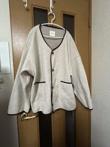 노카라 자켓 베이지 플리스풍 겉옷