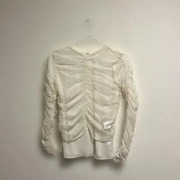 LOWRYSFARM 2P 셔링 LS 튤 상의 시어 화이트