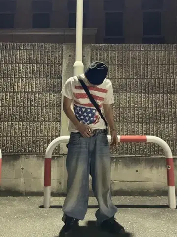 미국 국기 t셔츠 대형 프린트 빈티지