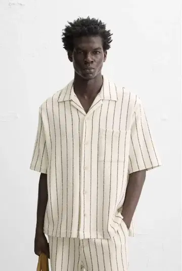 미사용 ZARA 스트라이프 텍스처 셔츠
