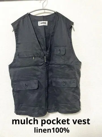 U.P renoma 멀티 포켓 베스트 린넨 100% 네이비 새상품급 XL