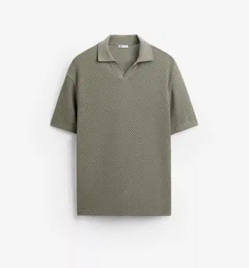 미사용 ZARA 카키 피케 셔츠 텍스처