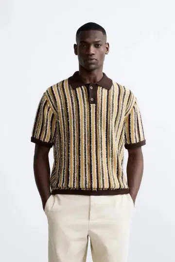 미사용 ZARA 텍스처 니트 피케 셔츠