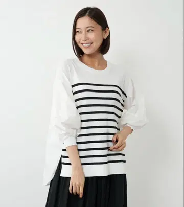 torrazzo donna 이소재 절개 보더 풀오버