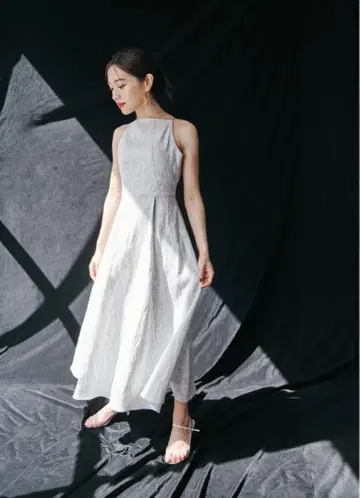 L'AUBE BLANC Open Back Jacquard Dress