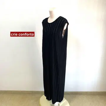 crie conforto 백 슬릿 이너 니트 롱베스트 블랙