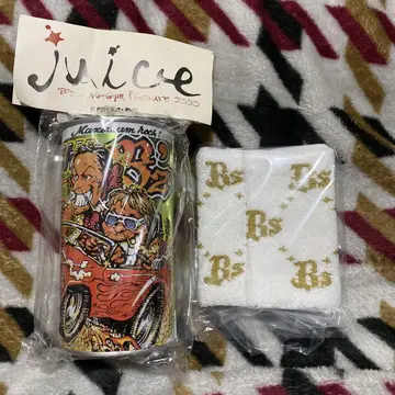 B'z juice 캔 저금통과 리스트 밴드 화이트
