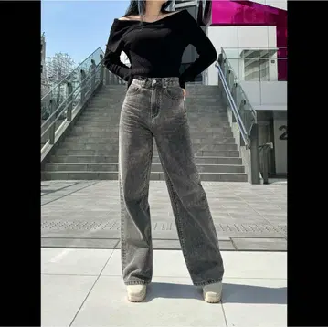 [새상품] TWW denim 애쉬 그레이 와이드 레그 데님