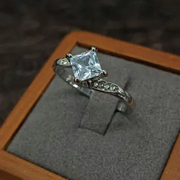 빈티지 실버 지르코니아 심플 반지 18호