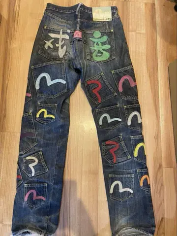 컬러풀 자수 evisu 데님 팬츠