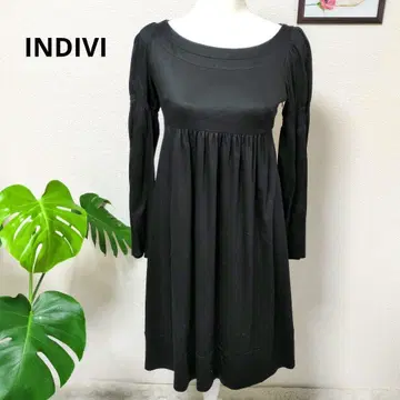 INDIVI 인디비 블랙 긴팔 플레어 튜닉 38