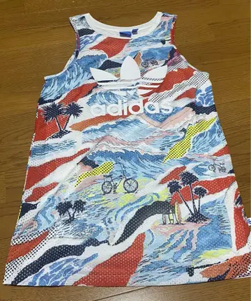아디다스 오리지널 탱크탑 M 빅 로고 트레포일 올 패턴 하와이 패턴