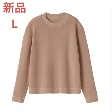 MUJI 워셔블 와플 크루넥 스웨터 여성 L 핑크