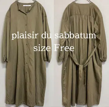 plaisir du sabbatum 허리 리본 포함 롱 셔츠 원피스 F