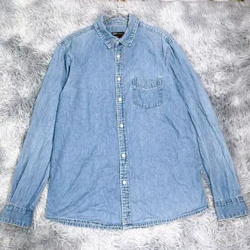 Bershka [ M ] 데님 셔츠 라이트 블루 남성용 코튼 100%
