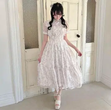 evelyn 라메 프릴 꽃무늬 OP