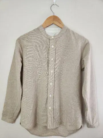 무인양품 Bishu 커렌트 울 노카라 긴팔 셔츠