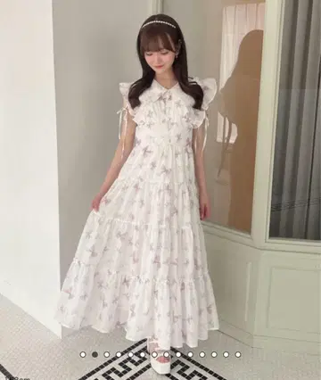 evelyn 오리지널 리본 무늬 OP 핑크