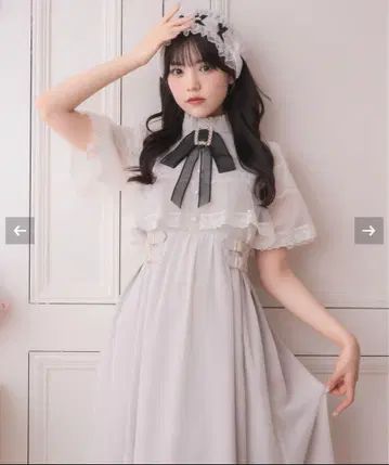 ROJITA 브로치 케이프 맥시 원피스 아이보리