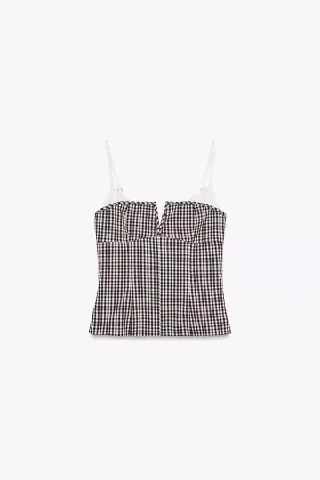 ZARA 콤비 깅엄 체크 스트레치 상의