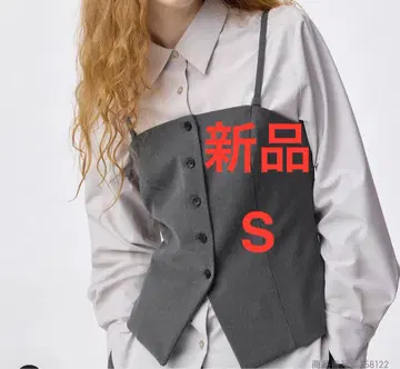 새상품 GU 프론트 버튼 뷔스티에 다크 그레이 S 사이즈