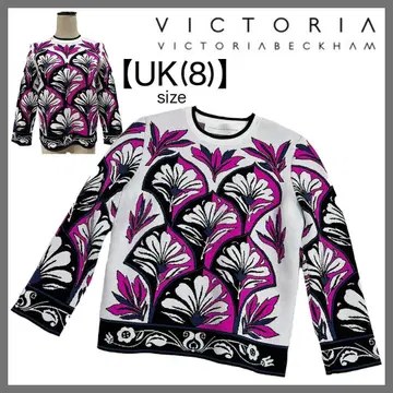 레어 빅토리아 베컴 긴팔 니트 상의 플라워 예쁜 고급 올 패턴