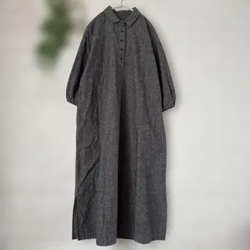 [ Leashy forest ] 하프 버튼 셔츠 원피스 면마