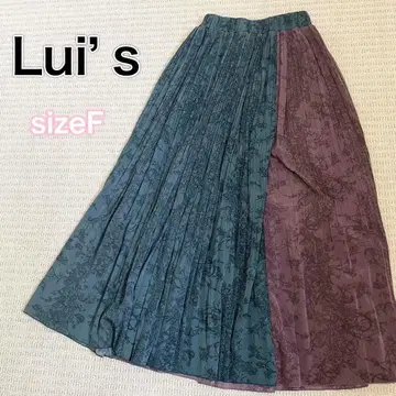 [ 새상품급 ] Lui's 플리츠 롱 스커트 절개 보태니컬 원사이즈