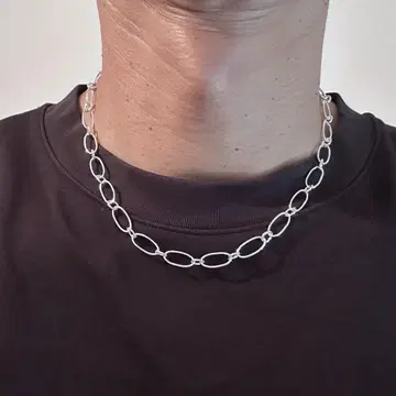 silver925 오벌 링크 체인 목걸이 45cm
