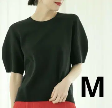 새상품 오페이크 닷 클립 커브 슬리브 니트 여성용 반팔 니트 M 블랙