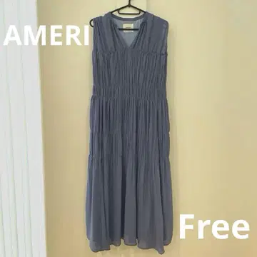AMERI 플리츠 롱 원피스 퍼플