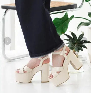 베이지 플랫폼 샌들 12cm 힐