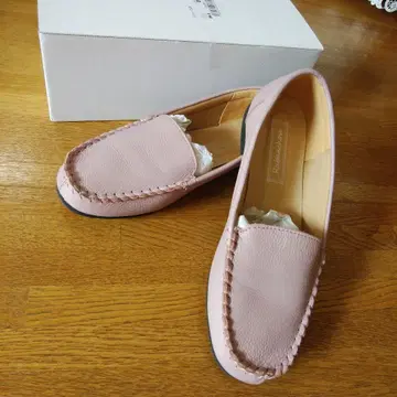 핑크 가죽 로퍼 모카신 신발 23.5cm