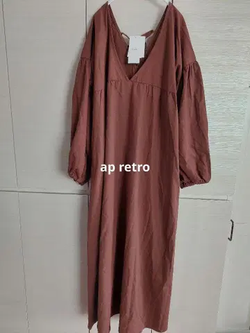 택 포함 새상품 ap retro 원피스 포원 소매 브라운