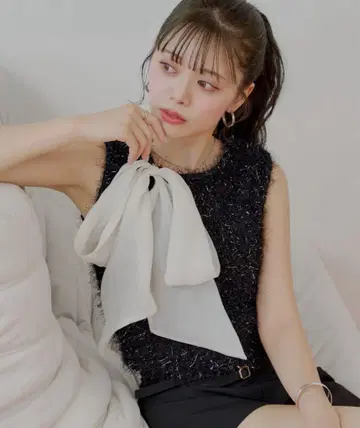BIG 리본 샤기 프렌치 니트