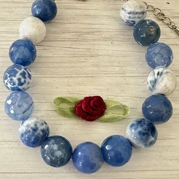 고급 BLUE 아게이트 크리스탈 컷 멋진 엘레강트 팔찌