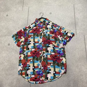 90s vintage silk100%graphic flower print