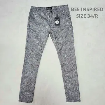 택 포함 미사용품 BEE INSPIRED 체크 무늬 팬츠 치노 팬츠
