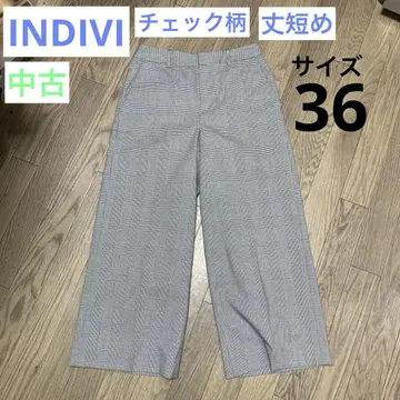 [중고] 여성용 팬츠 INDIVI 체크 숏 기장 36