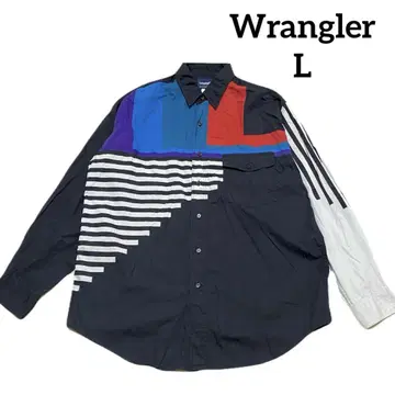 Wrangler 비대칭 디자인 컬러풀 긴팔 셔츠 블랙 L*QH