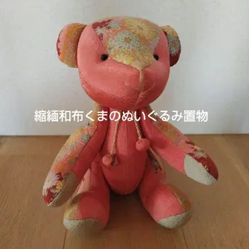 크레이프 원단 일본풍 곰 봉제 인형 입상