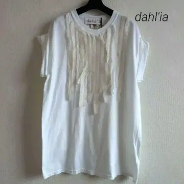 [미사용 새상품] dahl'ia 달리아 프론트 프릴 숏 슬리브 셔츠