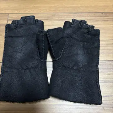 블랙 가죽 핑거리스 그로브