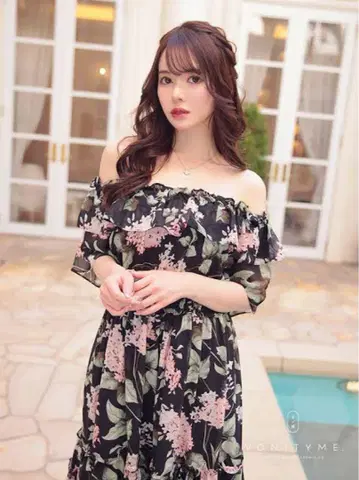 vanityME 오프숄더 꽃무늬 맥시 원피스
