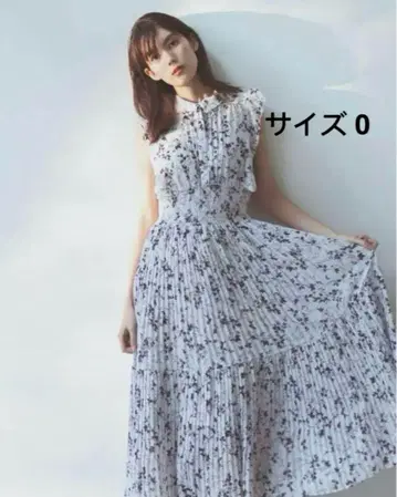SNIDEL Sustainable 프릴 플리츠 프린트 원피스